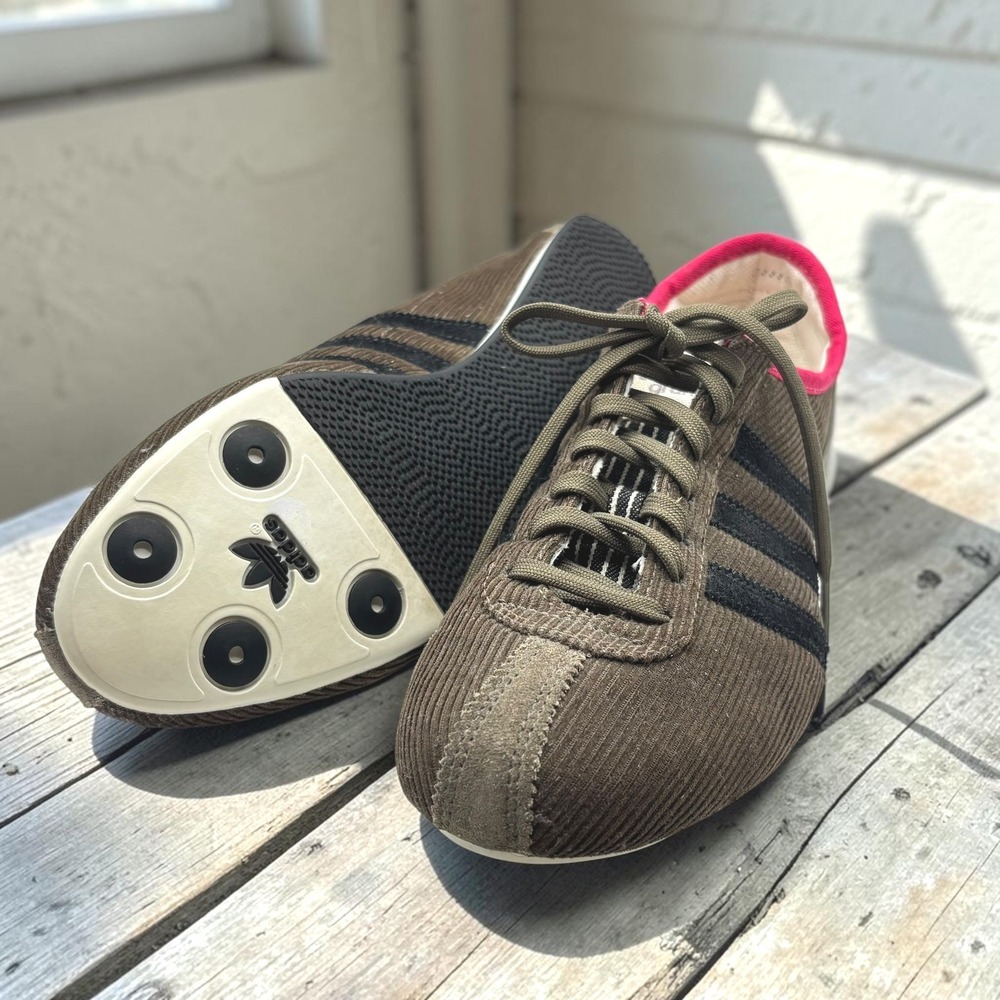 Vintage Sneakers Adidas Grun 8 Brown Corduroy Pink Suede Low Indoor Y2K Rare
